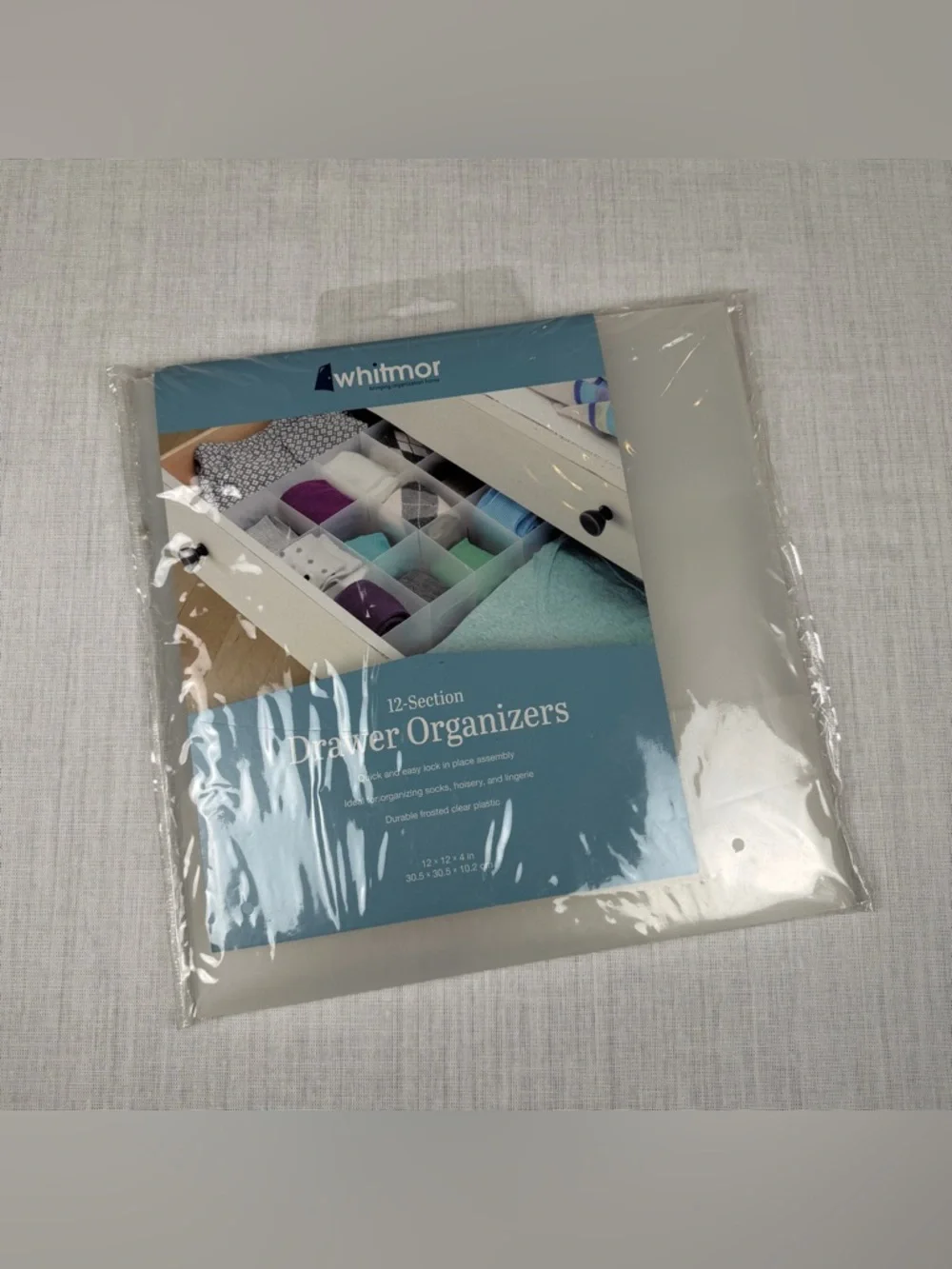 Whitmor 12-Section Frosted Drawer Organizer - White 12x12”